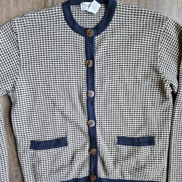 Dior Sweaters - Vintage Christian Dior cardigan navy blue brown women's size small in very good